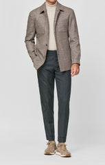 Cerruti Beige Brown Wool Silk With Glencheck Inspiration