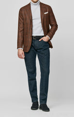 Loro Piana Mahogany Brown Wool Silk Cashmere With Blue Windowpane Inspiration