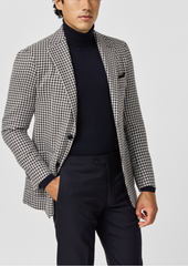 Ferla Midnight Blue & Off White Merino Wool, Baby Alpaca & Silk Houndstooth