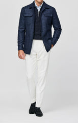 Loro Piana Dark Blue Wool Silk Cashmere With Midnight Blue Glencheck Inspiration