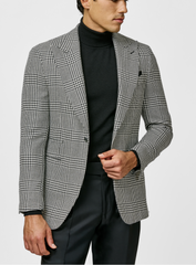 Ferla Black & White Merino Wool, Baby Alpaca & Silk Glencheck