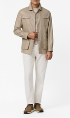 Di Pray Ivory & Beige Pure Silk Houndstooth
