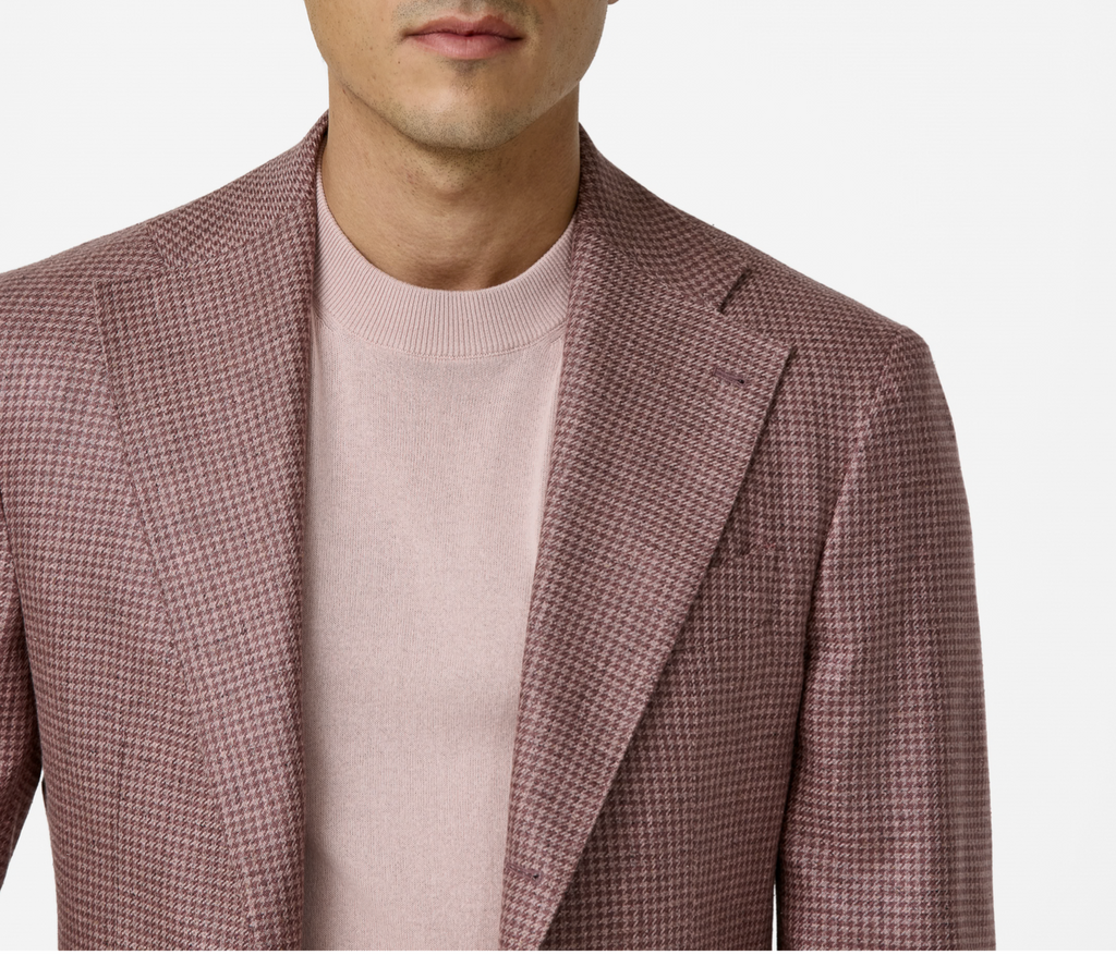 Di Pray Mauve & Pink Pure Silk Houndstooth