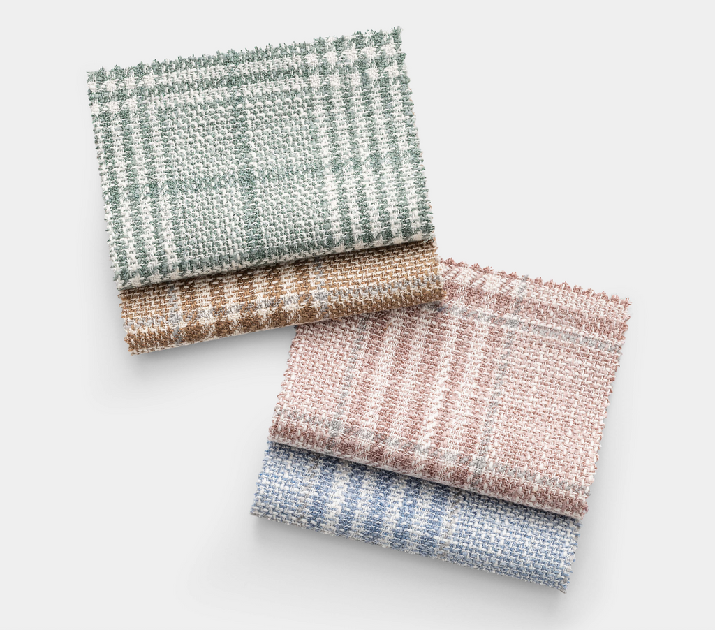 Loro Piana SOFTIME Sky Blue & Ivory Wool, Cotton, Silk & Linen Glencheck and Storm Grey Windowpane