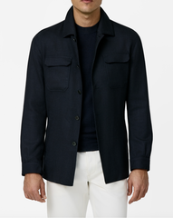 Loro Piana JERSELY Midnight Blue Mélange Stretch Wool, Silk & Linen Basketweave