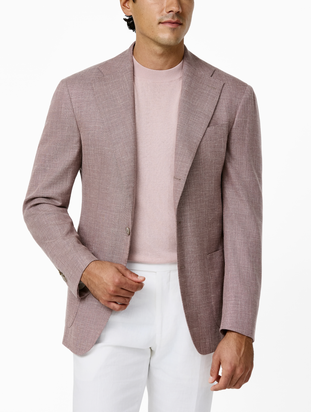 Loro Piana JERSELY Light Pink Mélange Stretch WooL, Silk & Linen Basketweave