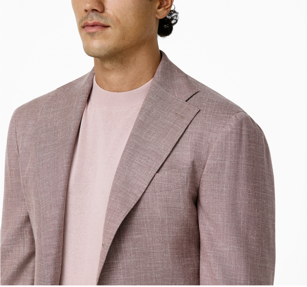 Loro Piana JERSELY Light Pink Mélange Stretch WooL, Silk & Linen Basketweave
