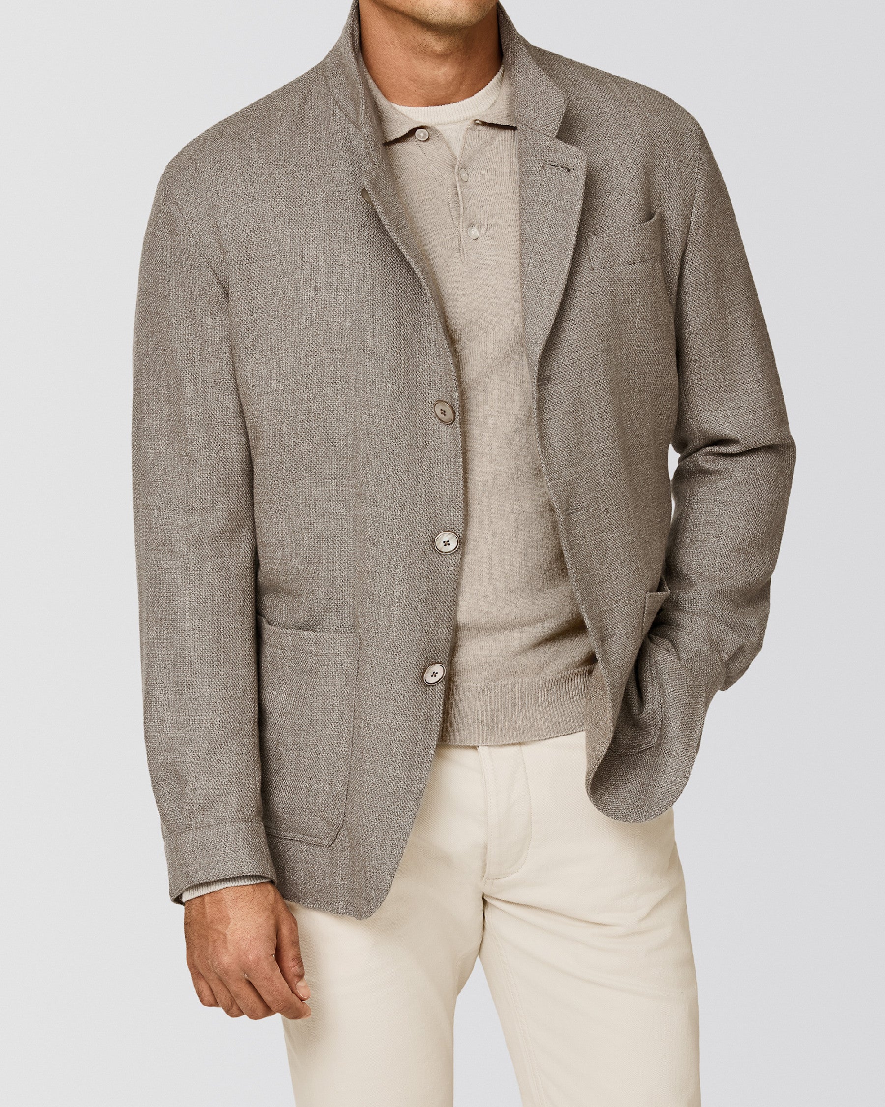 Drago Beige Wool & Silk Basketweave