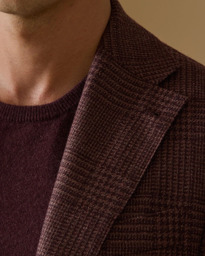 DREAM TWEED Dusty Pink & Maroon Wool & Silk Glencheck