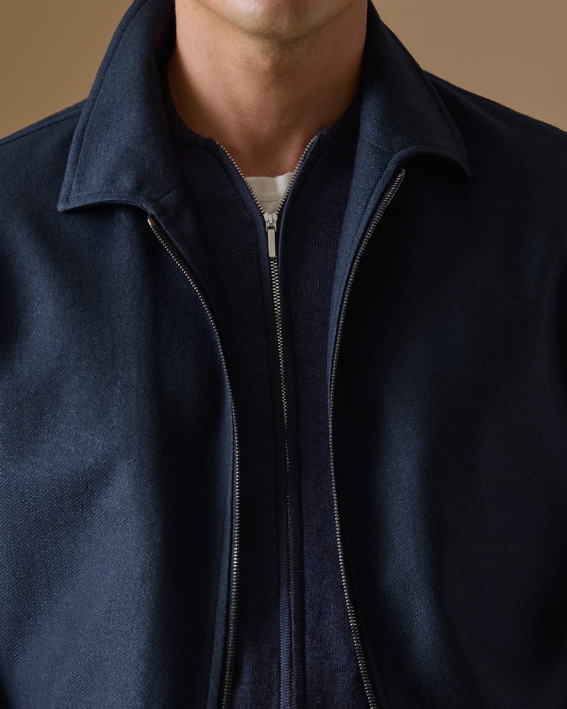 Carlo Barbera Navy Blue Natural Stretch Wool & Silk Panama
