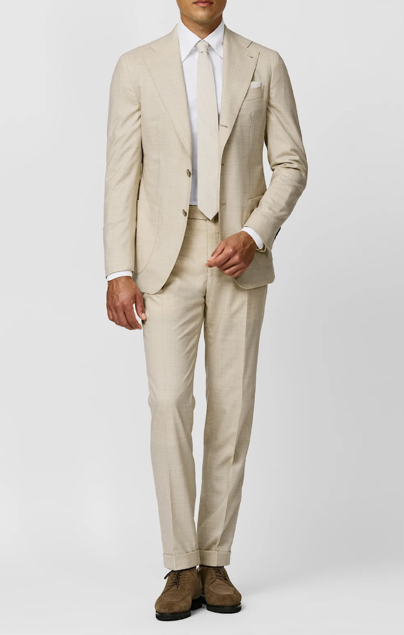 Loro Piana JERSELY Light Sand Stretch Tropical Wool Plain Weave