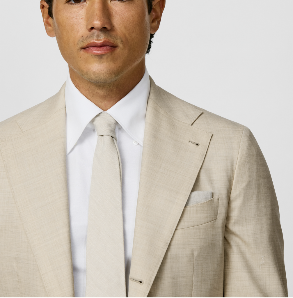 Loro Piana JERSELY Light Sand Stretch Tropical Wool Plain Weave