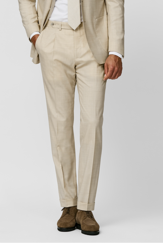 Trousers Loro Piana JERSELY Light Sand Stretch Tropical Wool Plain Weave