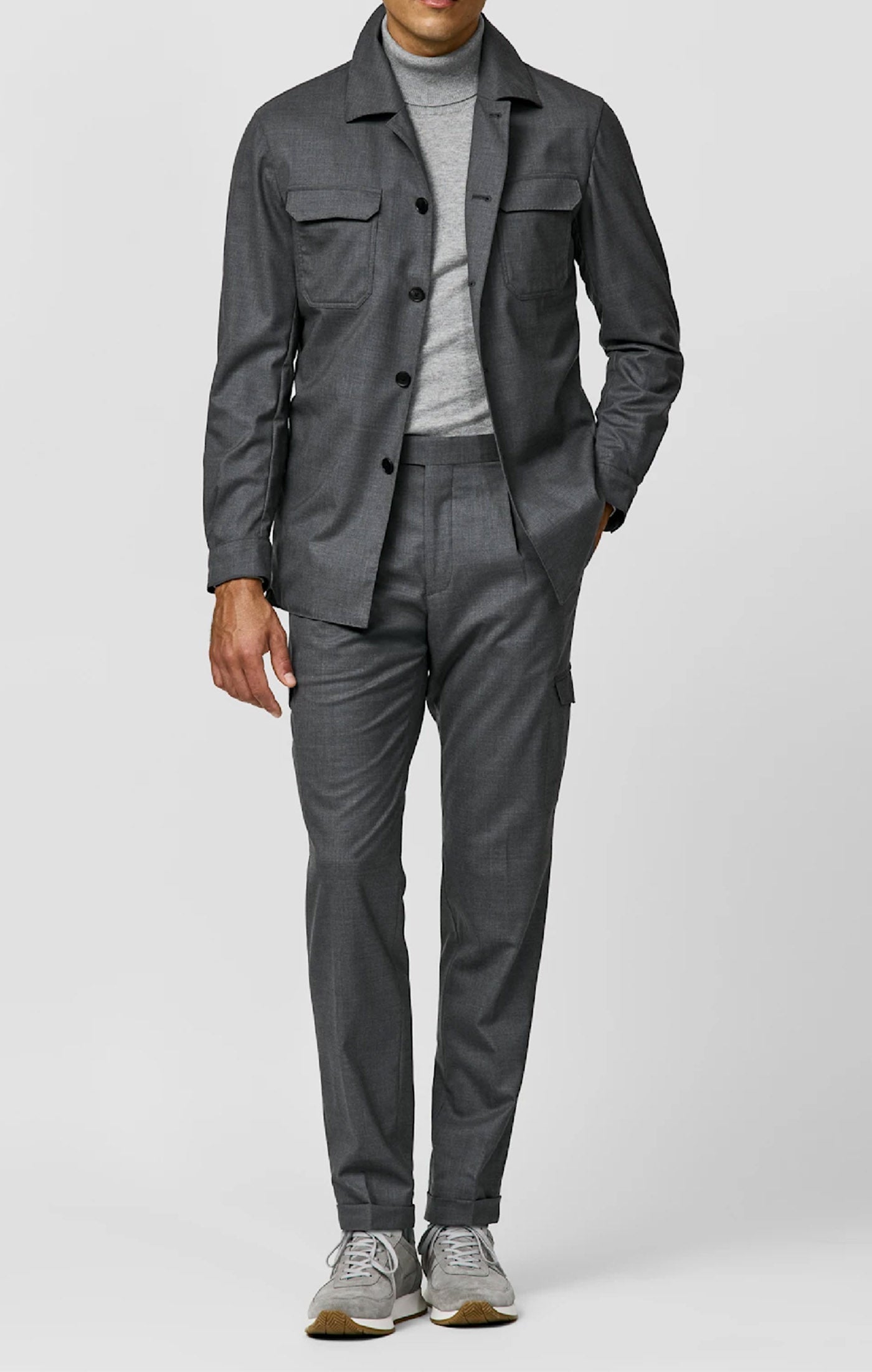 Loro Piana JERSELY Steel Grey Stretch Tropical Wool Plain Weave