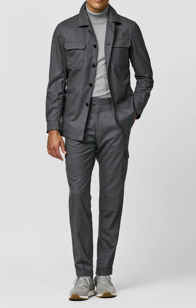 Loro Piana JERSELY Steel Grey Stretch Tropical Wool Plain Weave