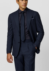 Loro Piana JERSELY Navy Blue Stretch Tropical Wool Plain Weave