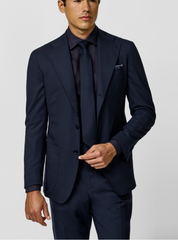 Loro Piana JERSELY Navy Blue Stretch Tropical Wool Plain Weave