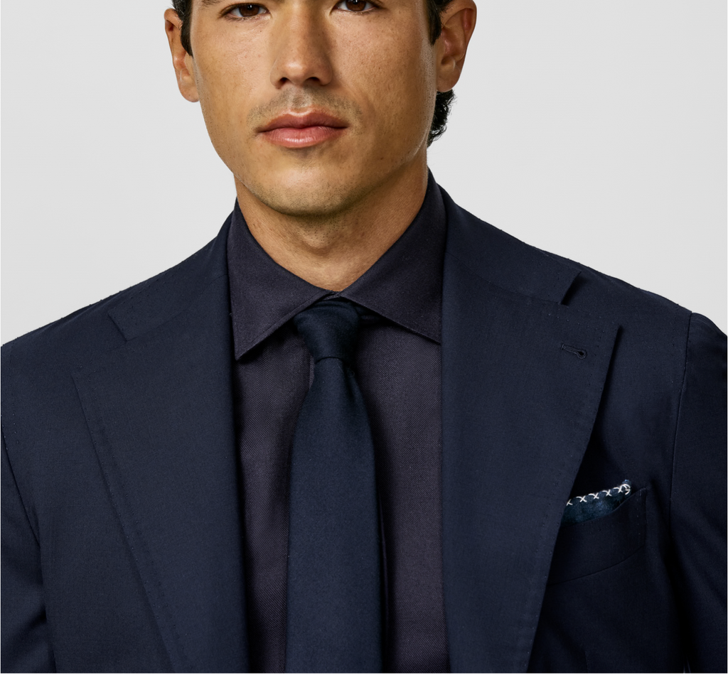 Loro Piana JERSELY Navy Blue Stretch Tropical Wool Plain Weave