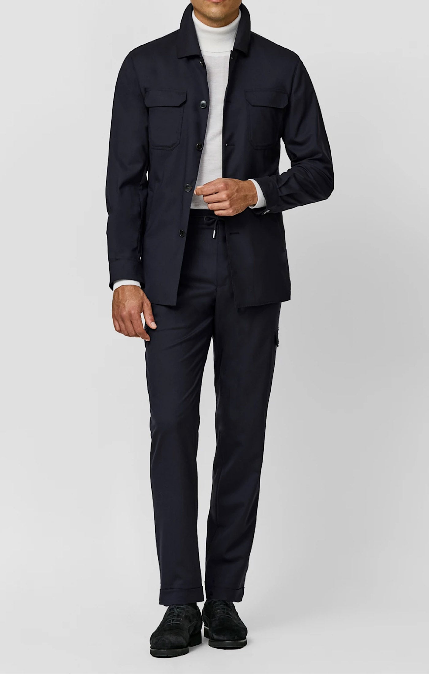 Loro Piana JERSELY Midnight Blue Stretch Tropical Wool Plain Weave