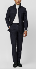 Loro Piana JERSELY Midnight Blue Stretch Tropical Wool Plain Weave