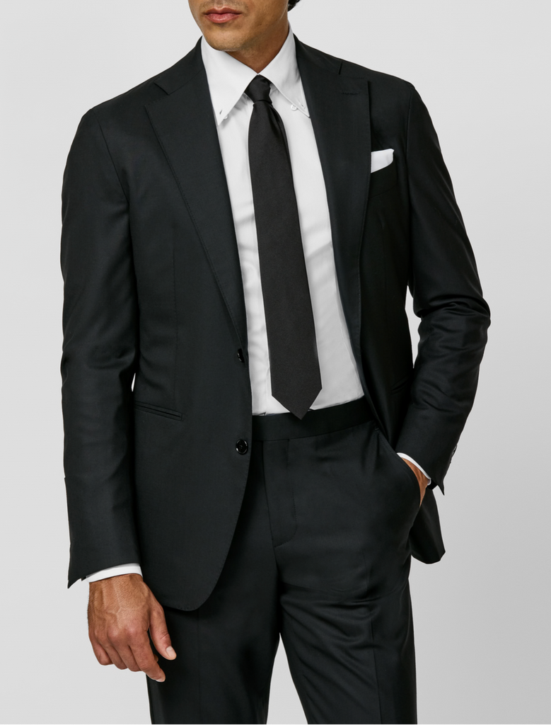 Loro Piana JERSELY Black Stretch Tropical Wool Plain Weave