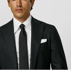 Loro Piana JERSELY Black Stretch Tropical Wool Plain Weave