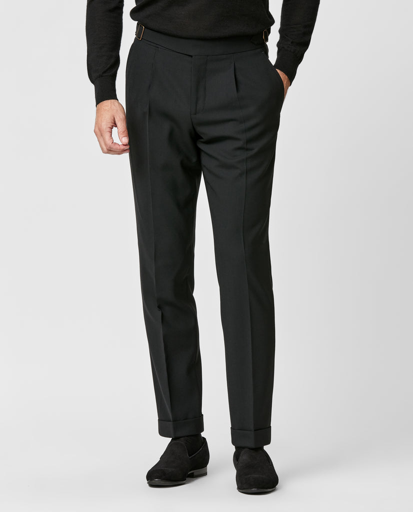 JERSELY Black Stretch Tropical Wool Plain Weave