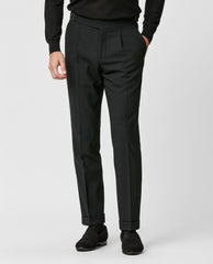 Trousers Loro Piana JERSELY Black Stretch Tropical Wool Plain Weave