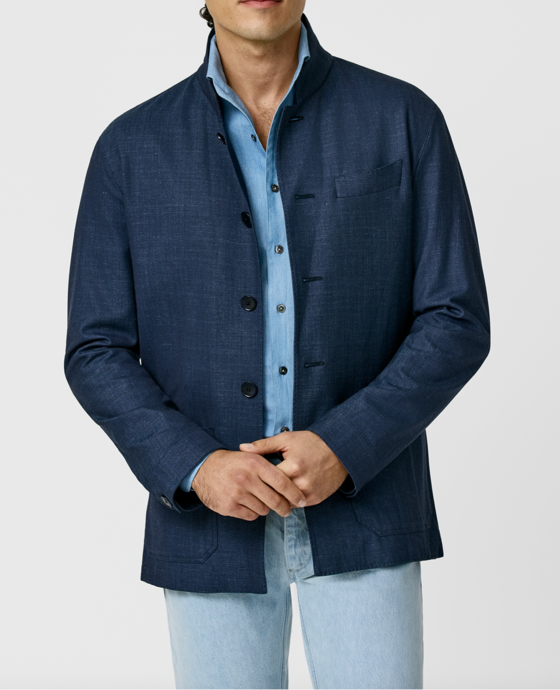 Loro Piana JERSELY Indigo Jersey Stretch Wool, Silk & Linen Twill