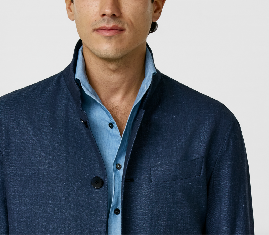 JERSELY Indigo Jersey Stretch Wool, Silk & Linen Twill