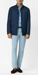 JERSELY Indigo Jersey Stretch Wool, Silk & Linen Twill