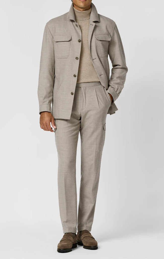 Loro Piana JERSELY Light Taupe Stretch Brushed Wool Twill