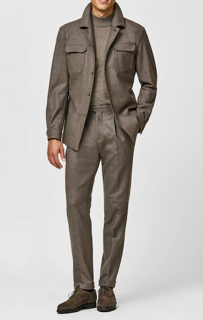 Loro Piana JERSELY Mocha Stretch Brushed Wool Twill