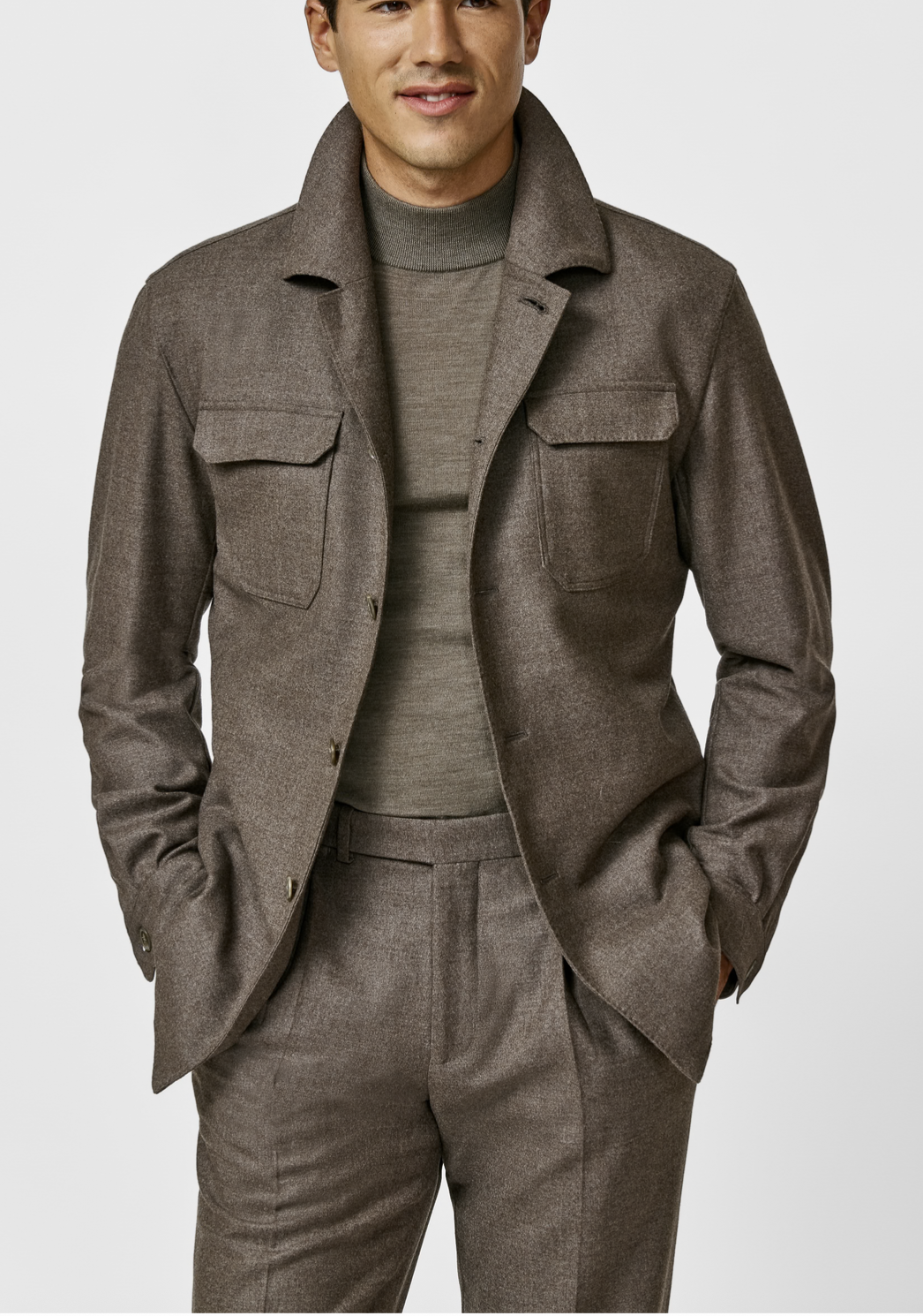 Loro Piana JERSELY Mocha Stretch Brushed Wool Twill