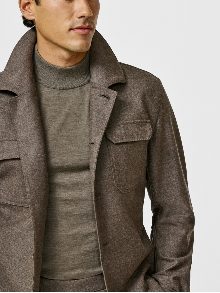 Loro Piana JERSELY Mocha Stretch Brushed Wool Twill