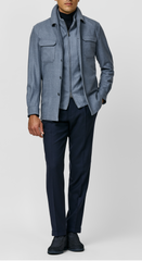 JERSELY Storm Blue Stretch Brushed Wool Twill