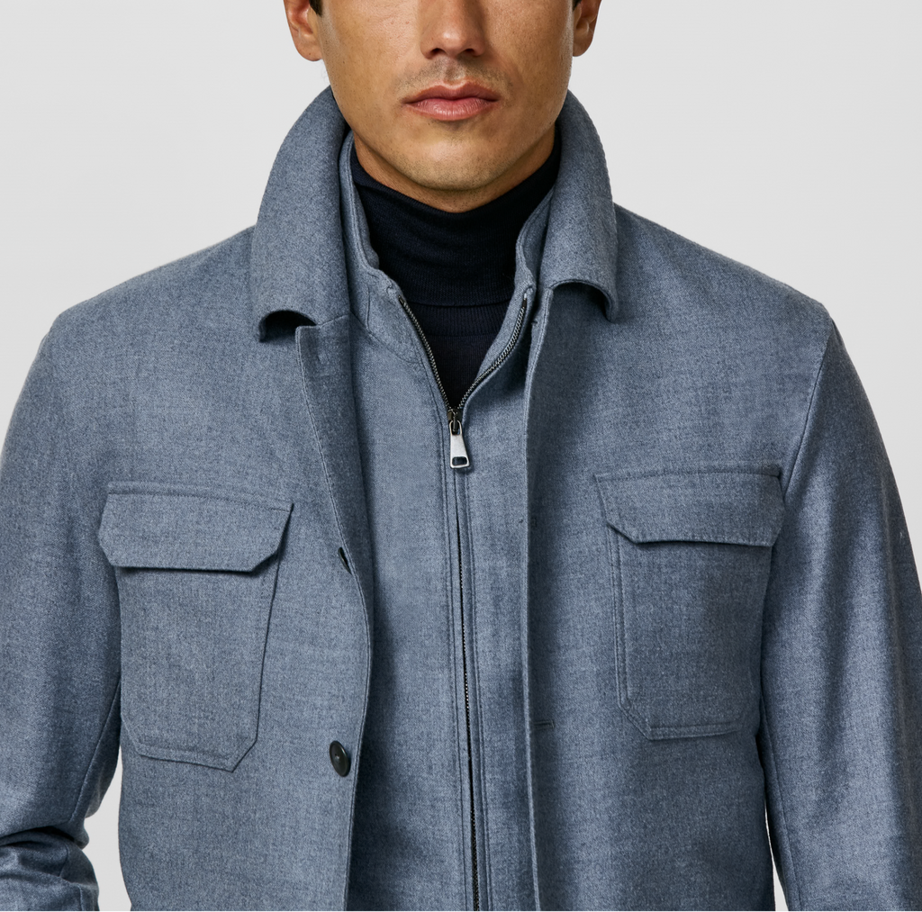 JERSELY Storm Blue Stretch Brushed Wool Twill