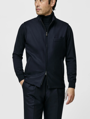 Loro Piana JERSELY Midnight Blue Stretch Brushed Merino Wool Flannel Vest / Bodywarmer