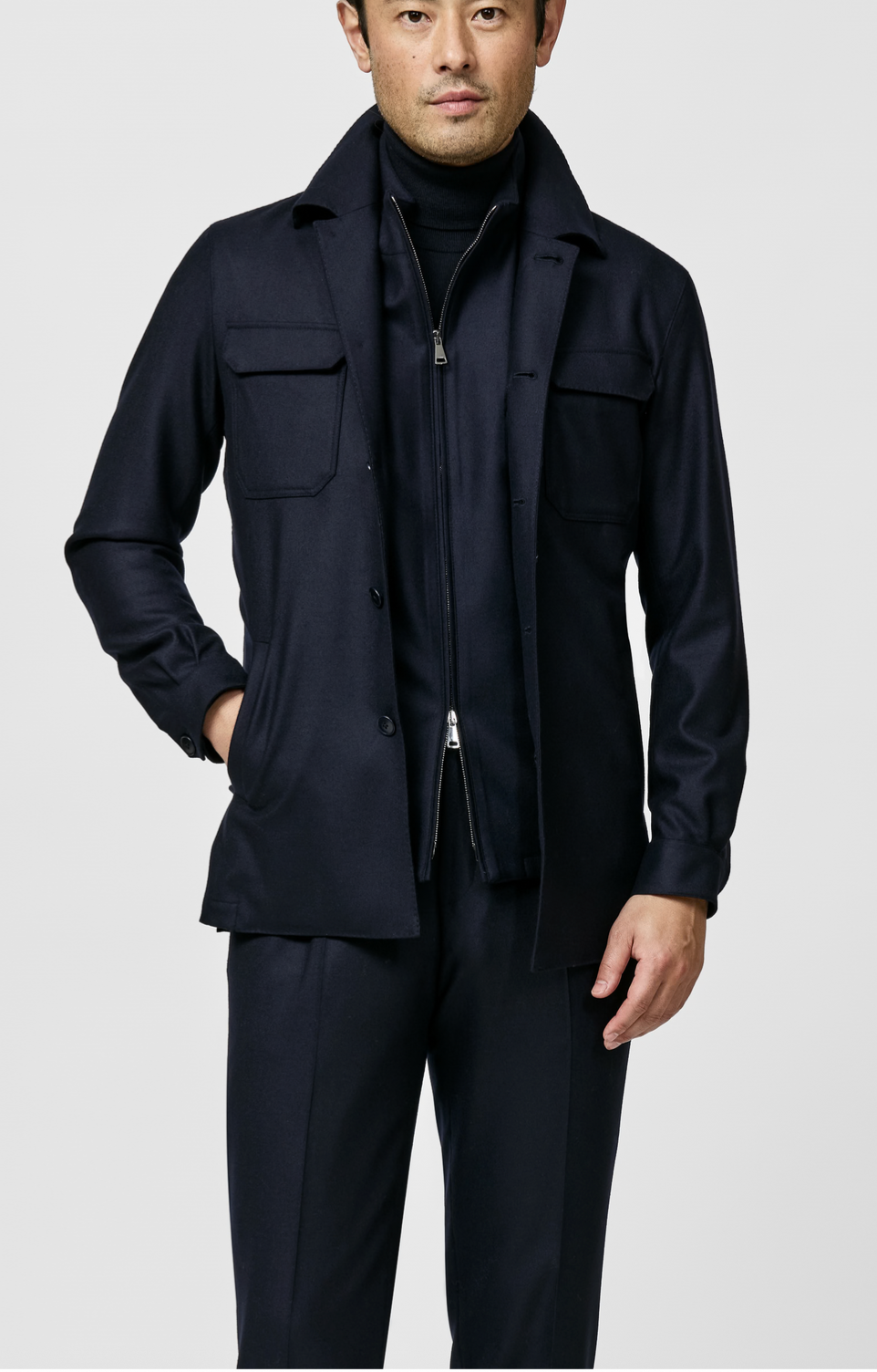 Loro Piana JERSELY Midnight Blue Stretch Brushed Merino Wool Flannel Vest / Bodywarmer