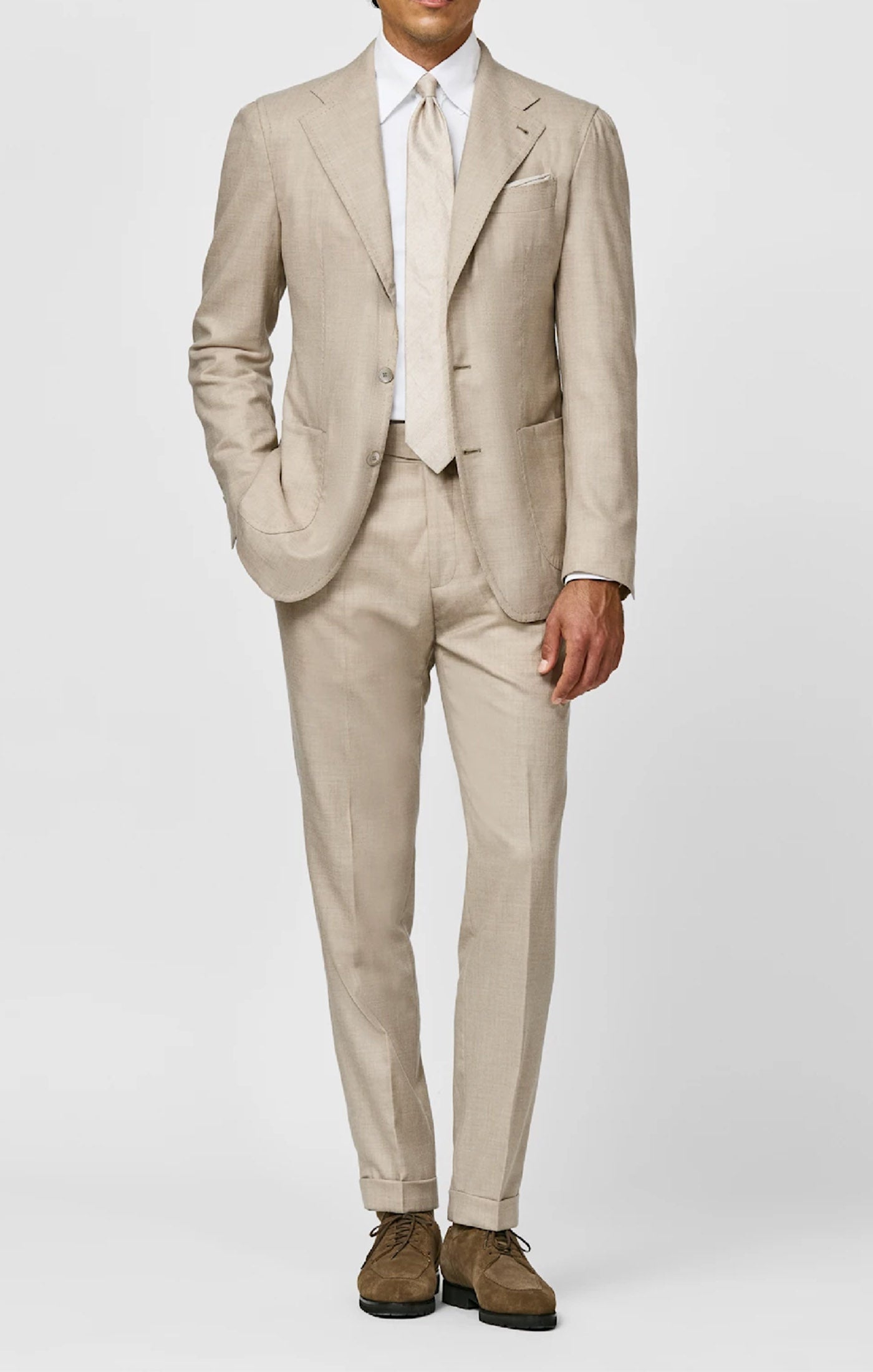 Loro Piana CASHMERE AWARD MOVE Sand Stretch Cashmere Plain Weave