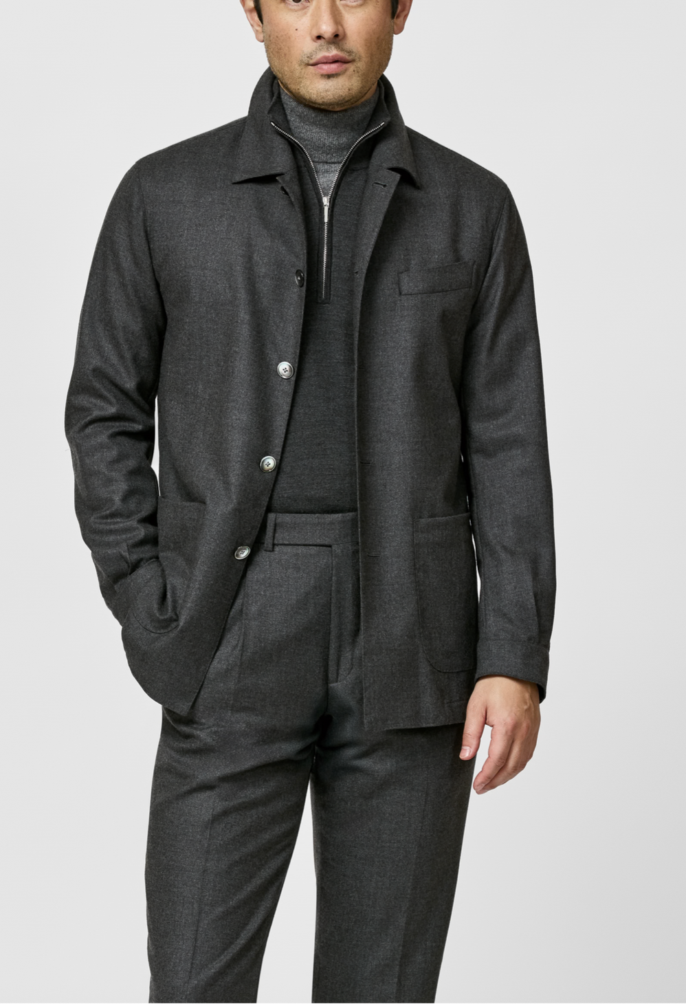 Loro Piana CASHMERE AWARD MOVE Anthracite Grey Stretch Cashmere Plain Weave