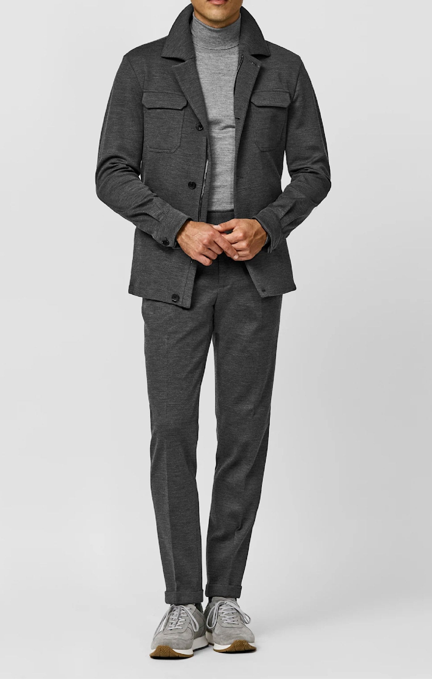 ZELANDER Charcoal Grey Stretch Knit Wool Blend