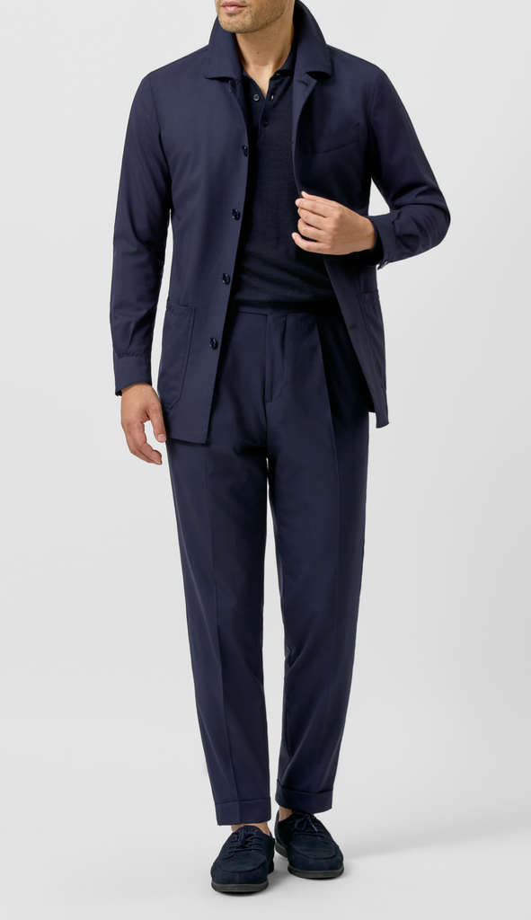WISH Dark Blue S170 Fine Merino Virgin Wool Plain Lightweight Weave