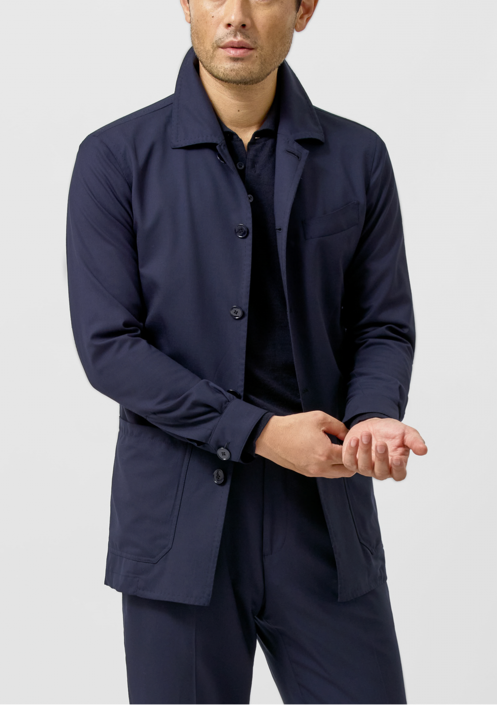 WISH Dark Blue S170 Fine Merino Virgin Wool Plain Lightweight Weave