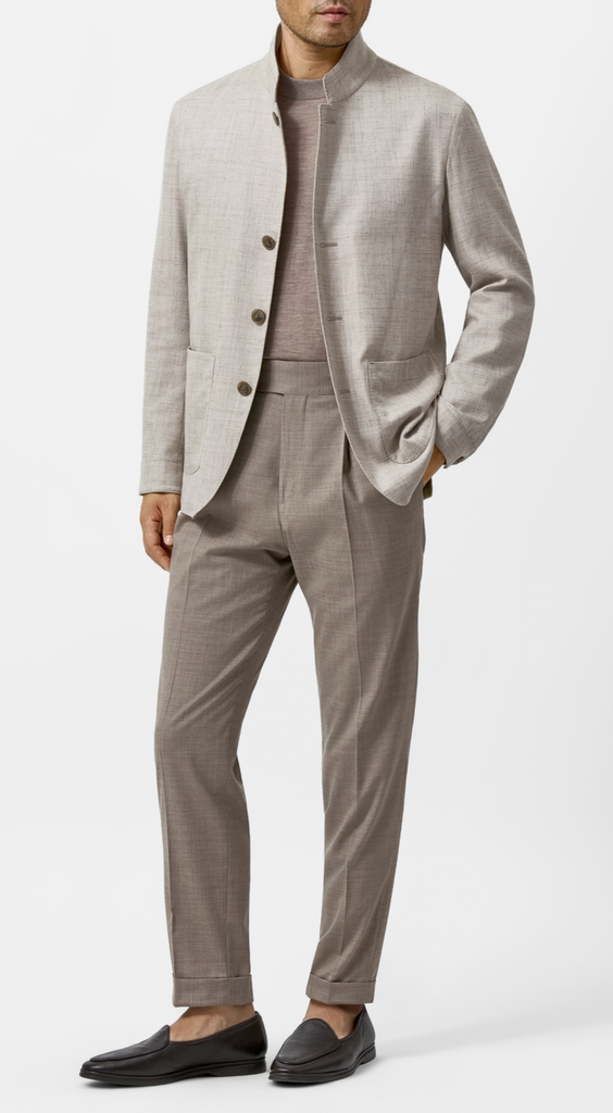 JERSELY Sand Stretch Wool, Silk & Linen Basketweave