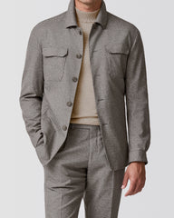 Carlo Barbera Light Taupe Stretch Wool Blend Twill