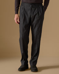 Carlo Barbera Dark Brown Stretch Wool Blend Twill