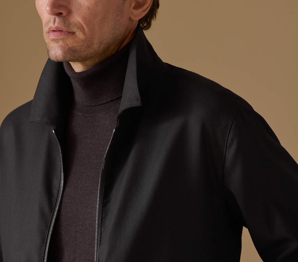 Carlo Barbera Dark Brown Stretch Wool Blend Twill