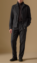 Carlo Barbera Dark Brown Stretch Wool Blend Twill