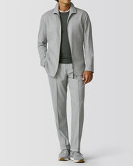 Carlo Barbera Light Grey Stretch Wool Blend Twill